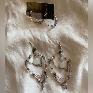 set of 2 pair beaded y2k earrings